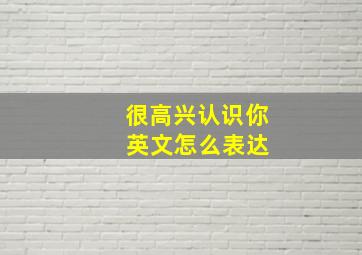 很高兴认识你 英文怎么表达